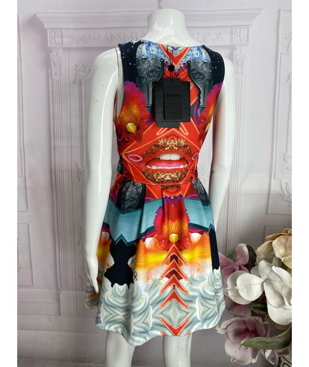 PHILIPP PLEIN Мульти полиэстеровое платье, фото 2