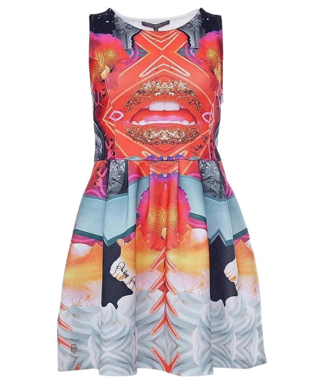 PHILIPP PLEIN Мульти полиэстеровое платье, фото 1