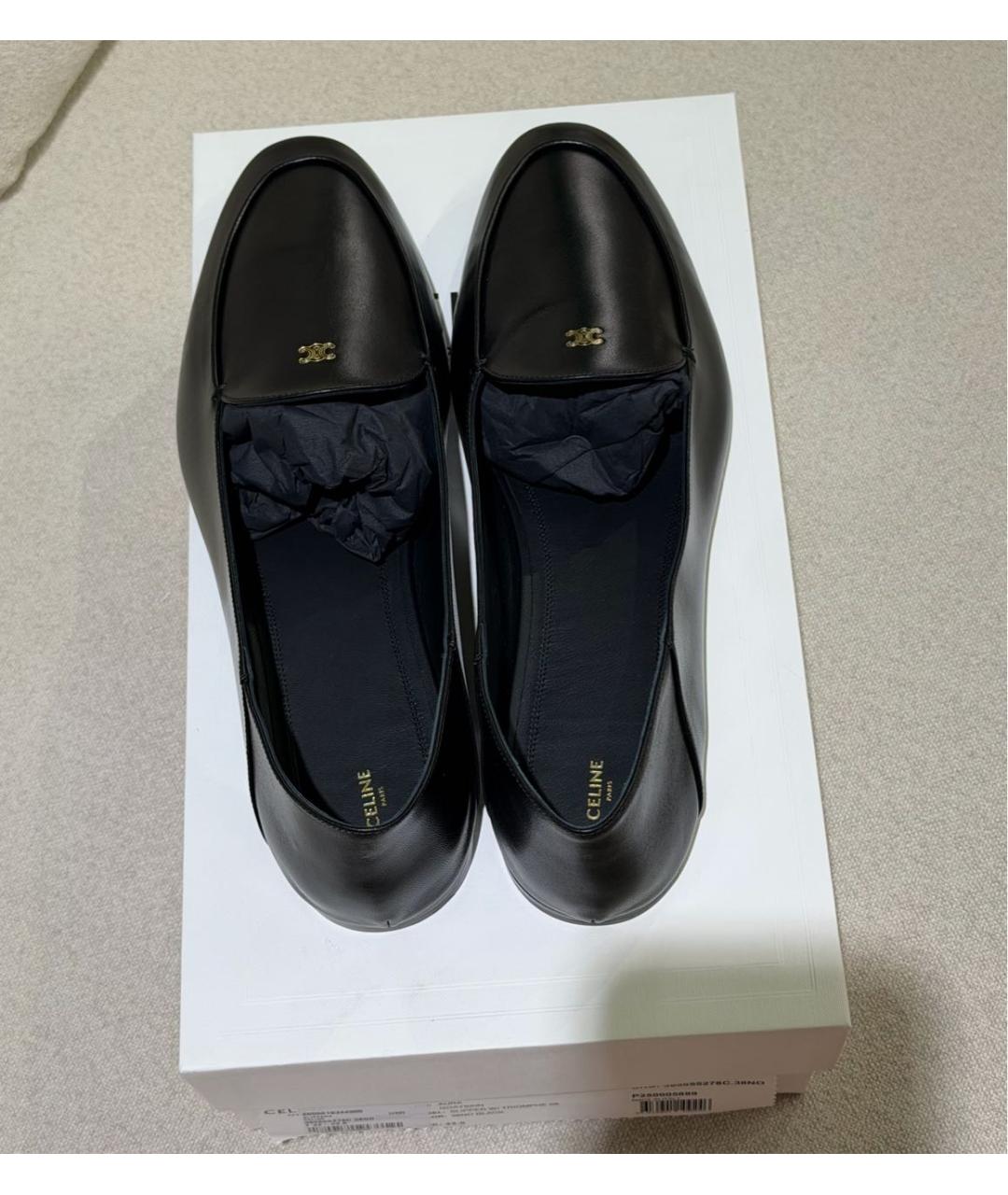 CELINE Черные кожаные мокасины, фото 3