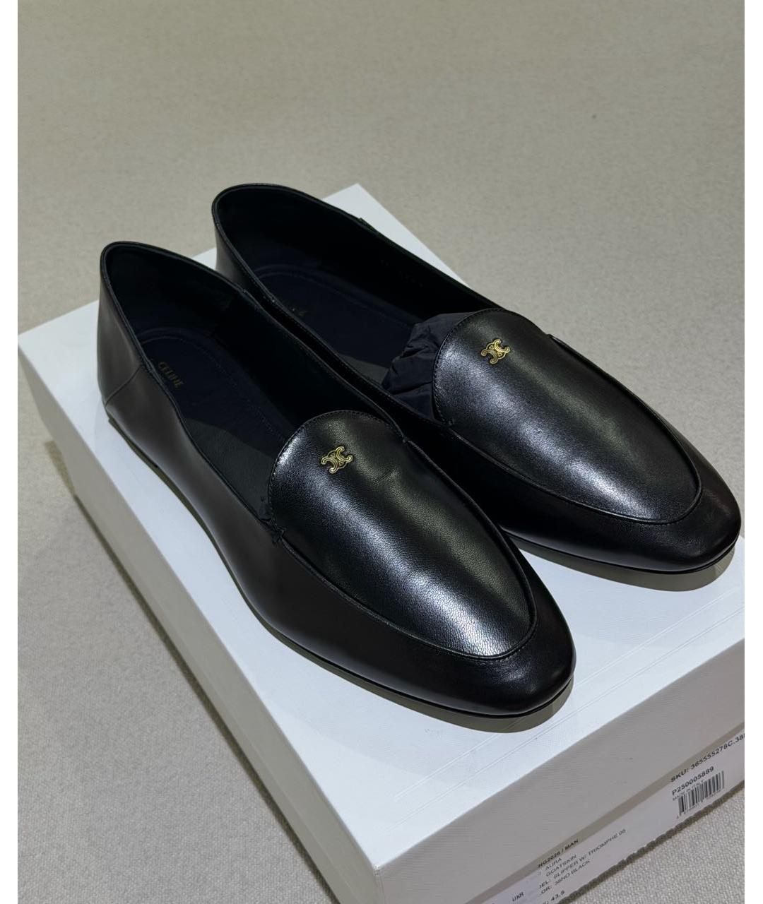 CELINE Черные кожаные мокасины, фото 2