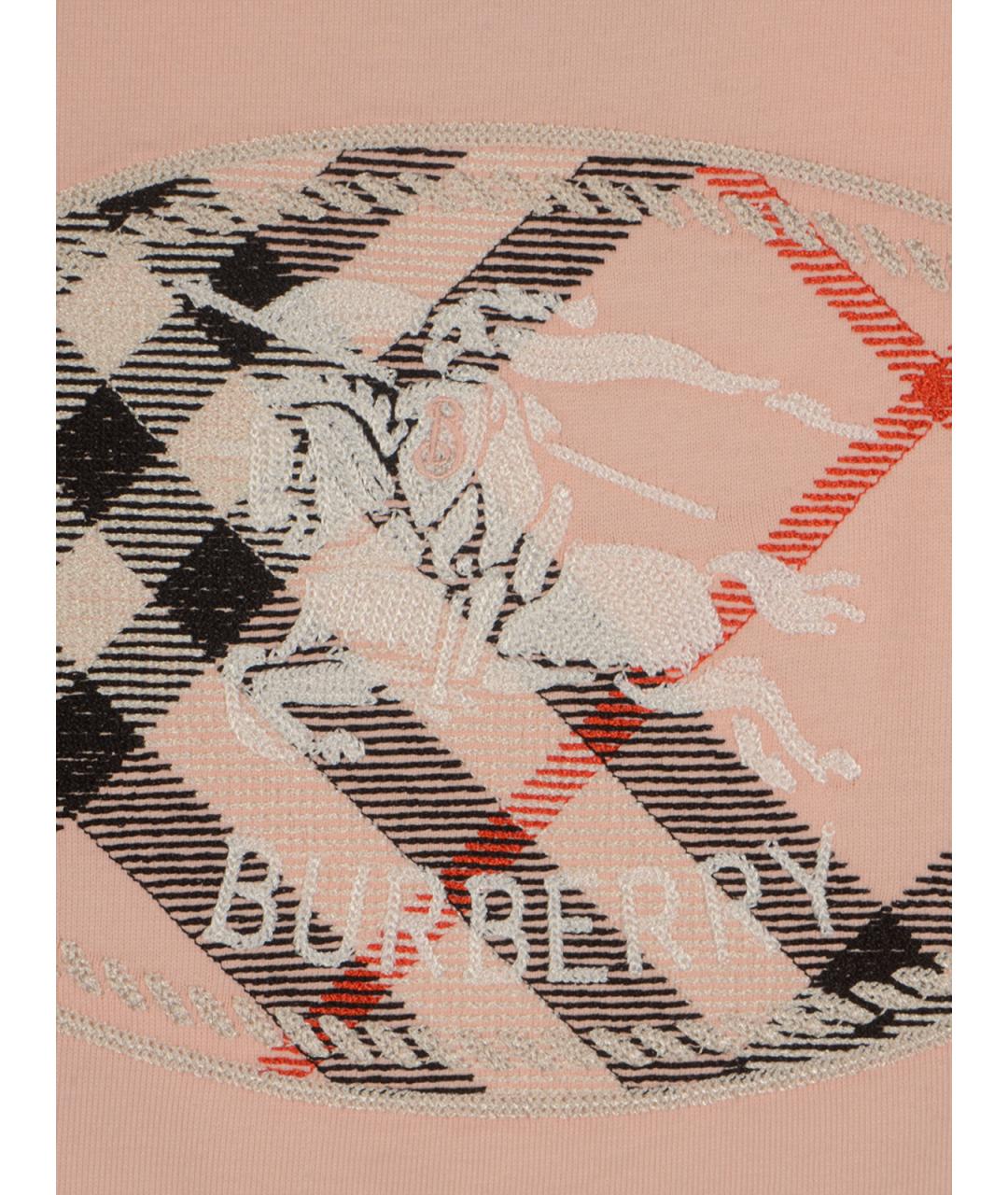 BURBERRY Розовая хлопковая футболка, фото 5
