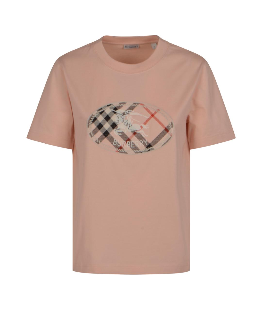 BURBERRY Розовая хлопковая футболка, фото 2
