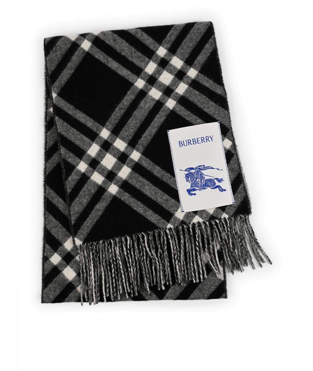 BURBERRY Черный кашемировый шарф, фото 2
