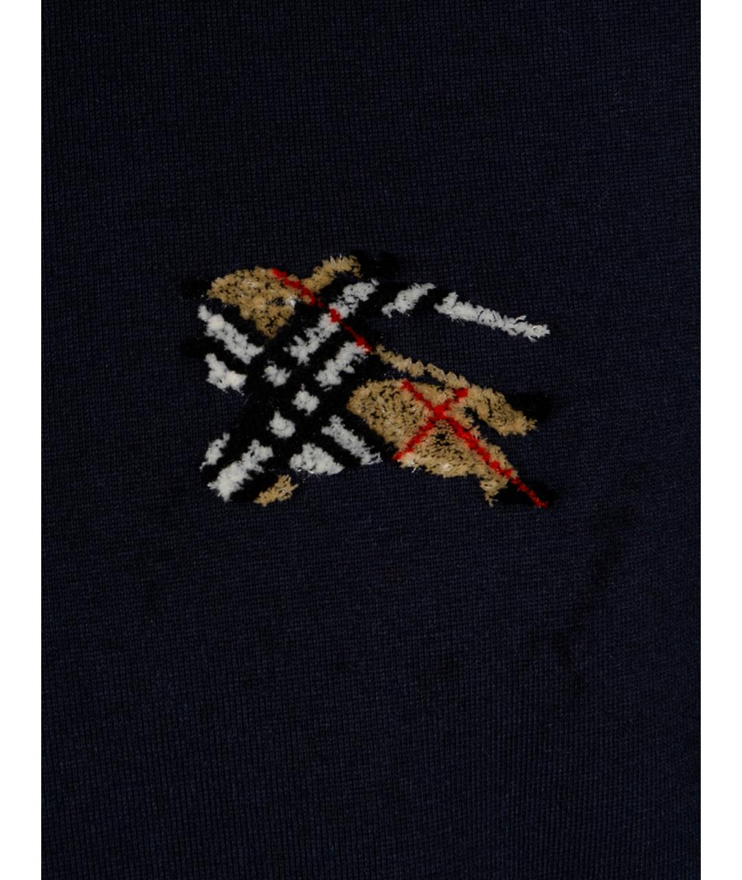 BURBERRY Темно-синяя хлопковая футболка, фото 6