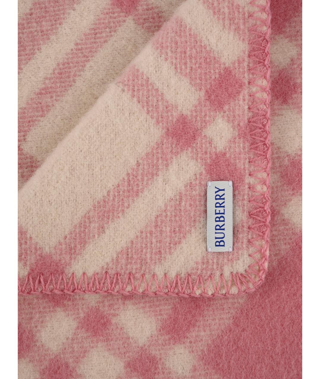 BURBERRY Розовый шерстяной шарф, фото 4