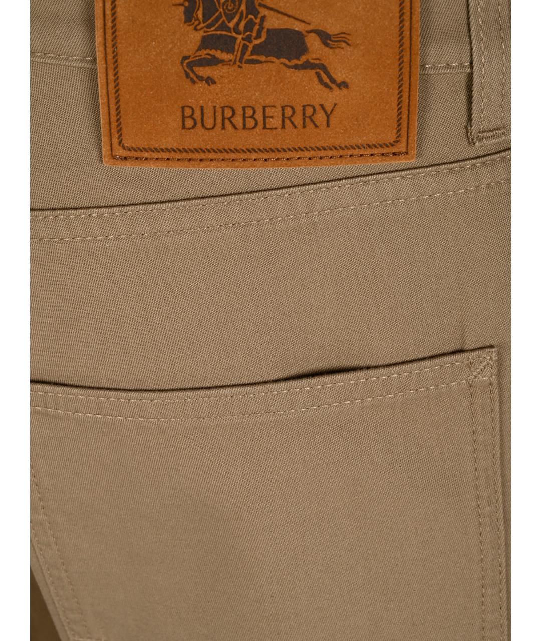 BURBERRY Коричневые хлопковые повседневные брюки, фото 3