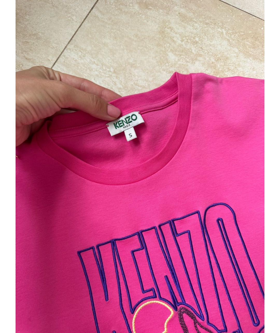 KENZO Розовая хлопковая футболка, фото 4