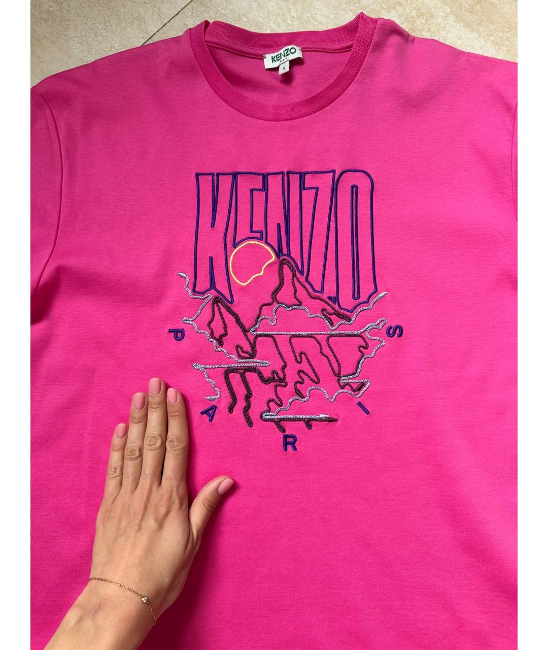 KENZO Розовая хлопковая футболка, фото 3