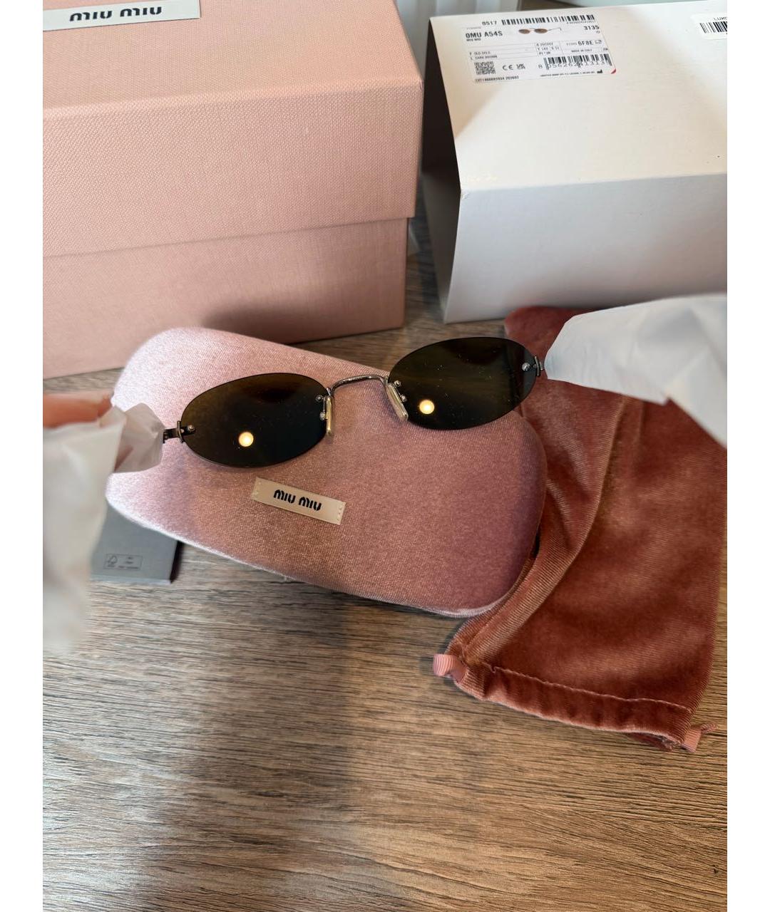 MIU MIU Коричневые металлические солнцезащитные очки, фото 4