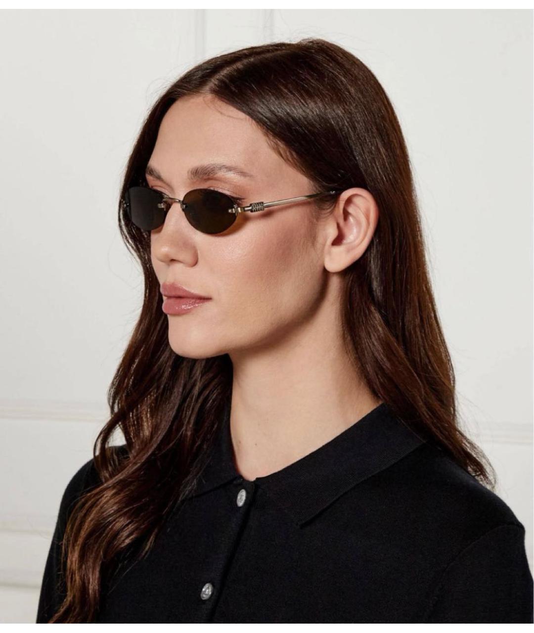 MIU MIU Коричневые металлические солнцезащитные очки, фото 7