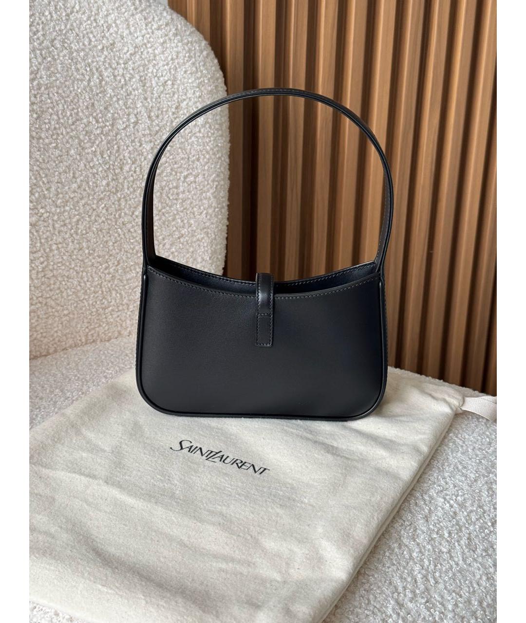 SAINT LAURENT Черная кожаная сумка с короткими ручками, фото 2