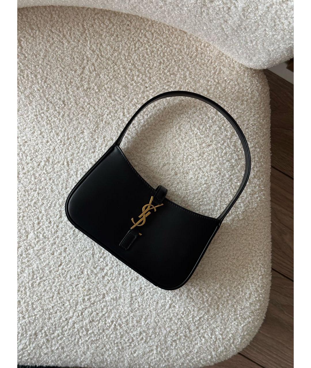 SAINT LAURENT Черная кожаная сумка с короткими ручками, фото 3