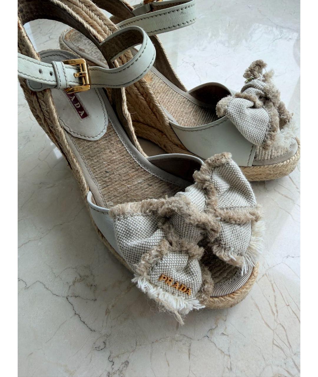 PRADA Бежевые босоножки, фото 4