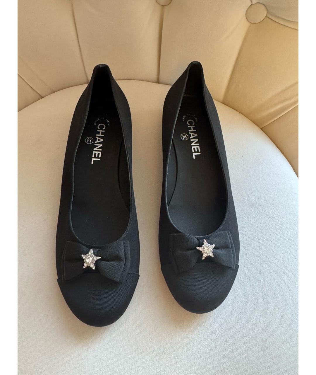 CHANEL Черные текстильные балетки, фото 6