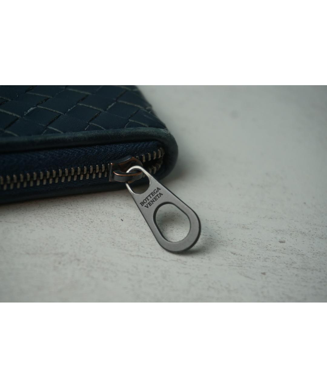 BOTTEGA VENETA Синий кожаный кошелек, фото 2
