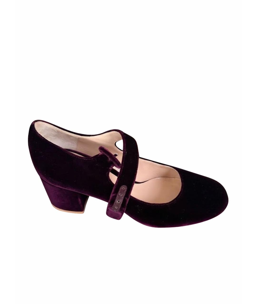 GIANVITO ROSSI Бордовые бархатные туфли, фото 1