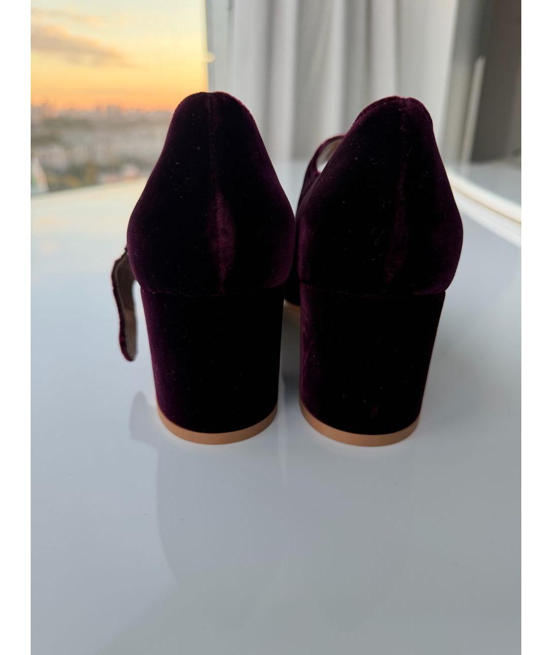 GIANVITO ROSSI Бордовые бархатные туфли, фото 4