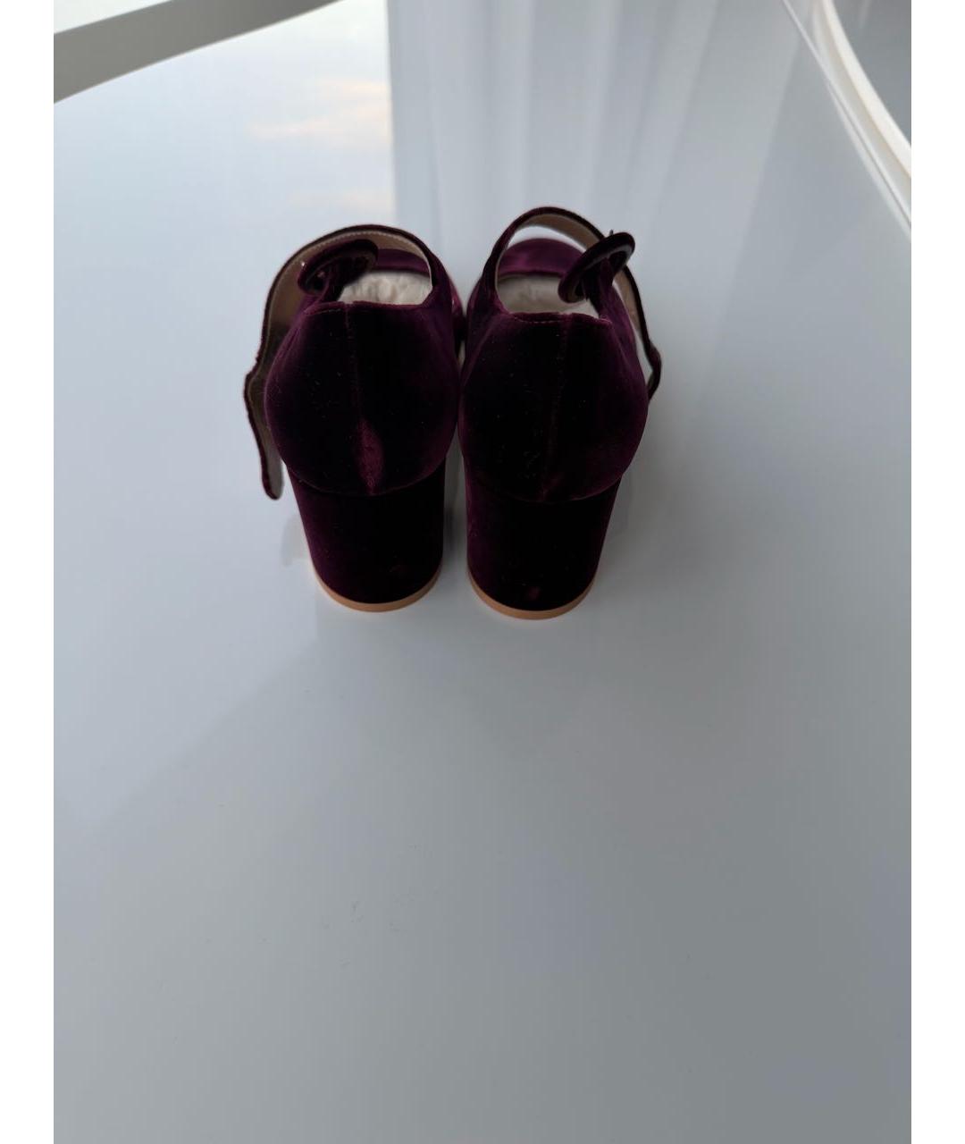 GIANVITO ROSSI Бордовые бархатные туфли, фото 3