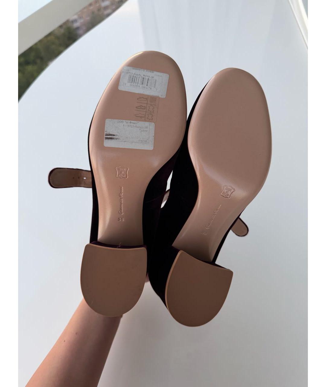 GIANVITO ROSSI Бордовые бархатные туфли, фото 5