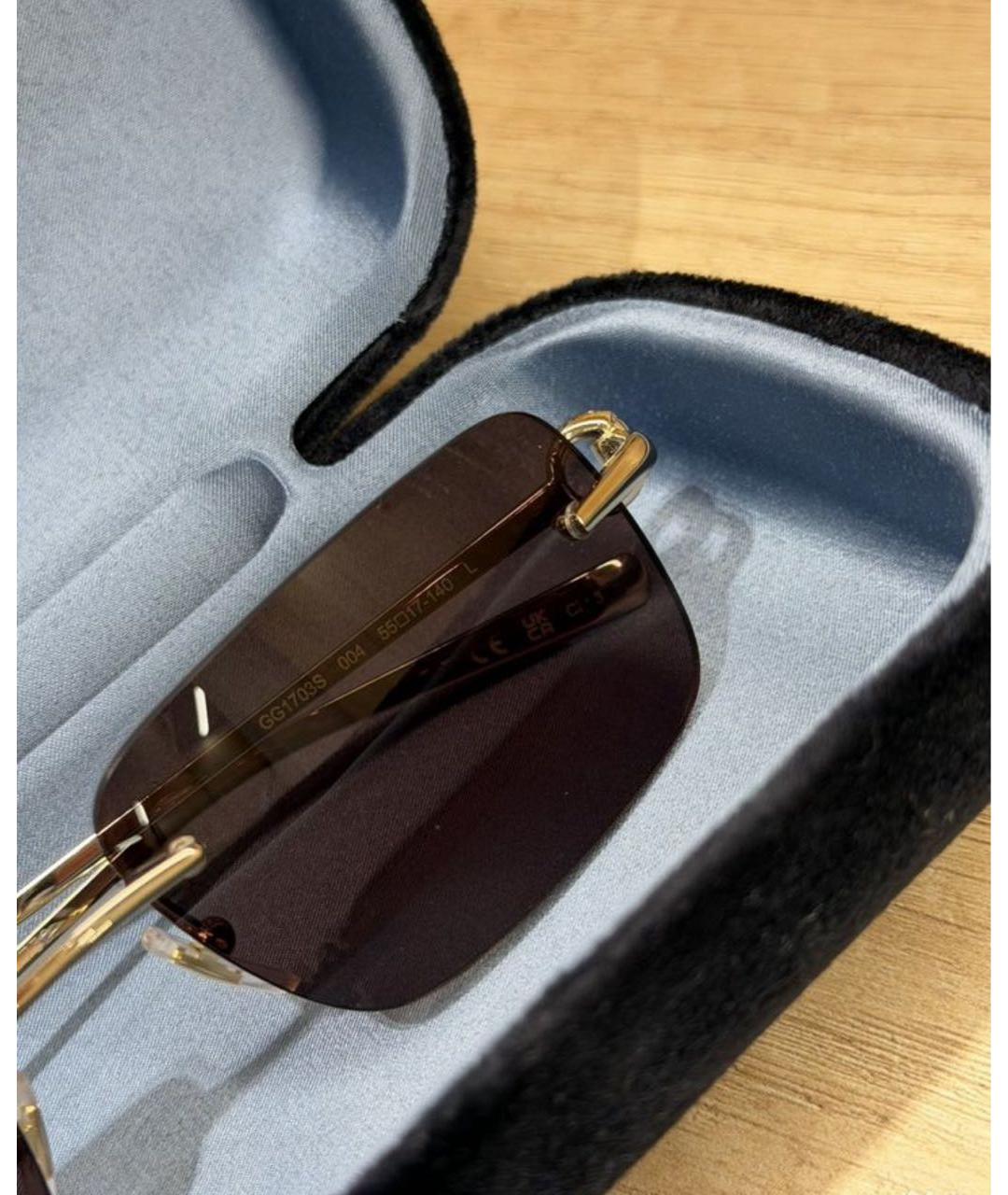 GUCCI Коричневые металлические солнцезащитные очки, фото 3