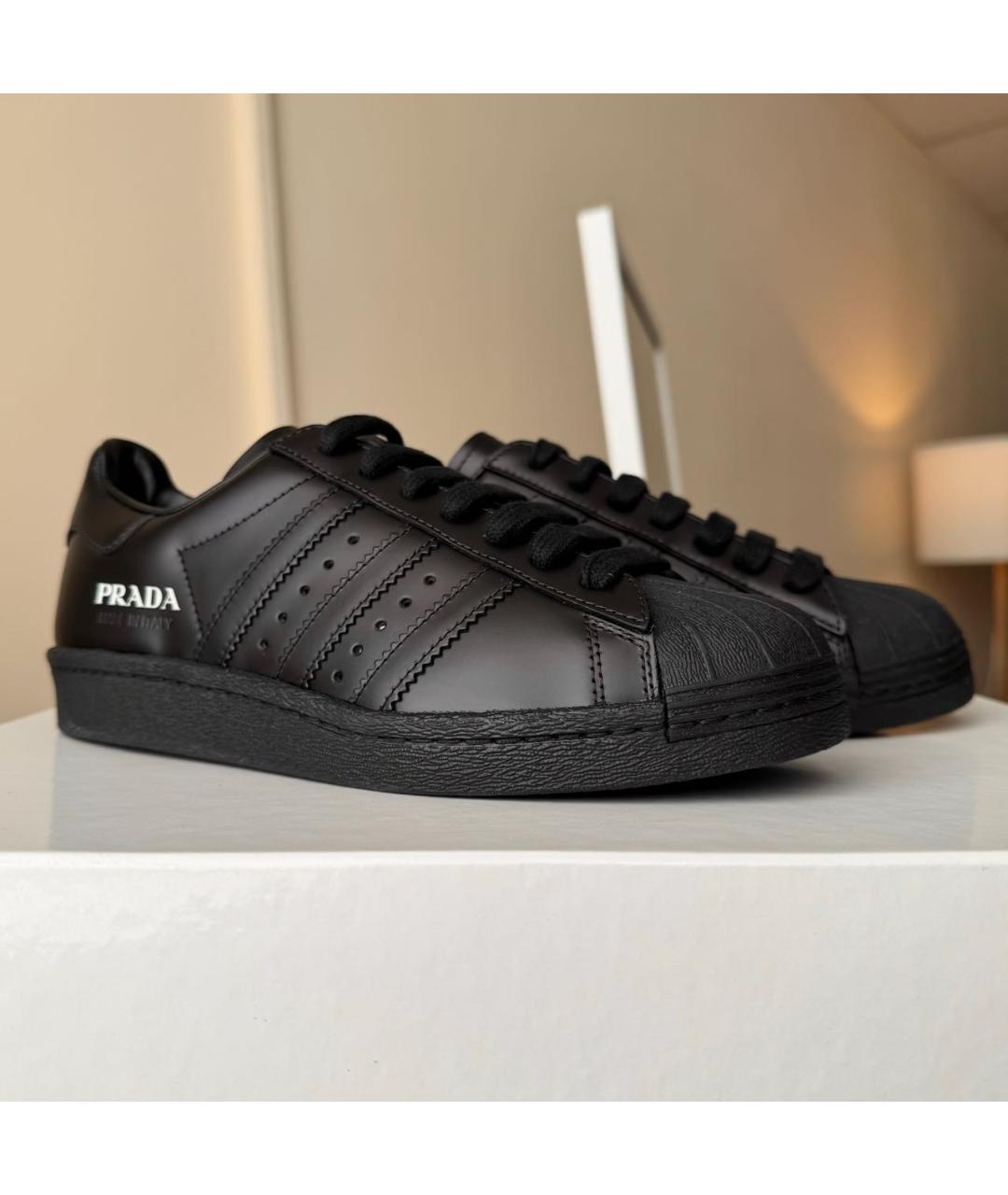 PRADA Черные кожаные кроссовки, фото 2