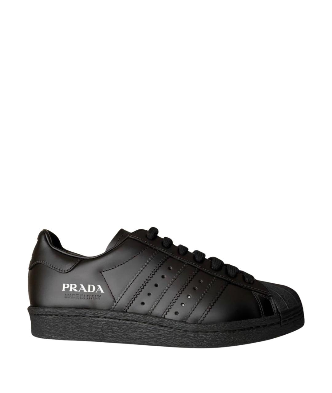 PRADA Черные кожаные кроссовки, фото 1