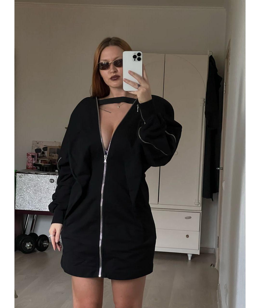 DIESEL BLACK GOLD Черное хлопковое повседневное платье, фото 7