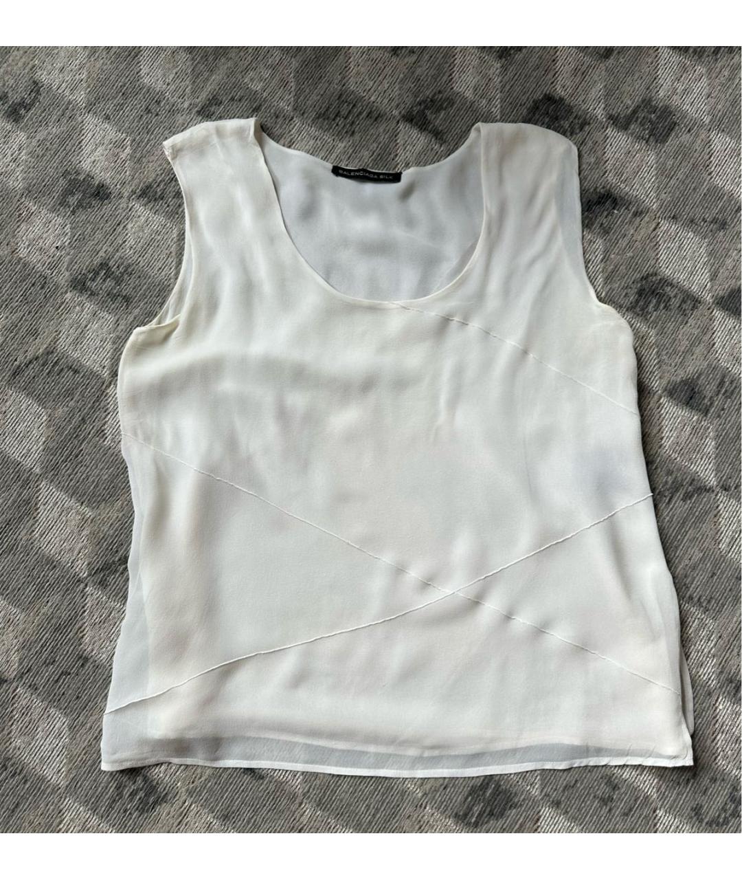 BALENCIAGA Белая шелковая майка, фото 9