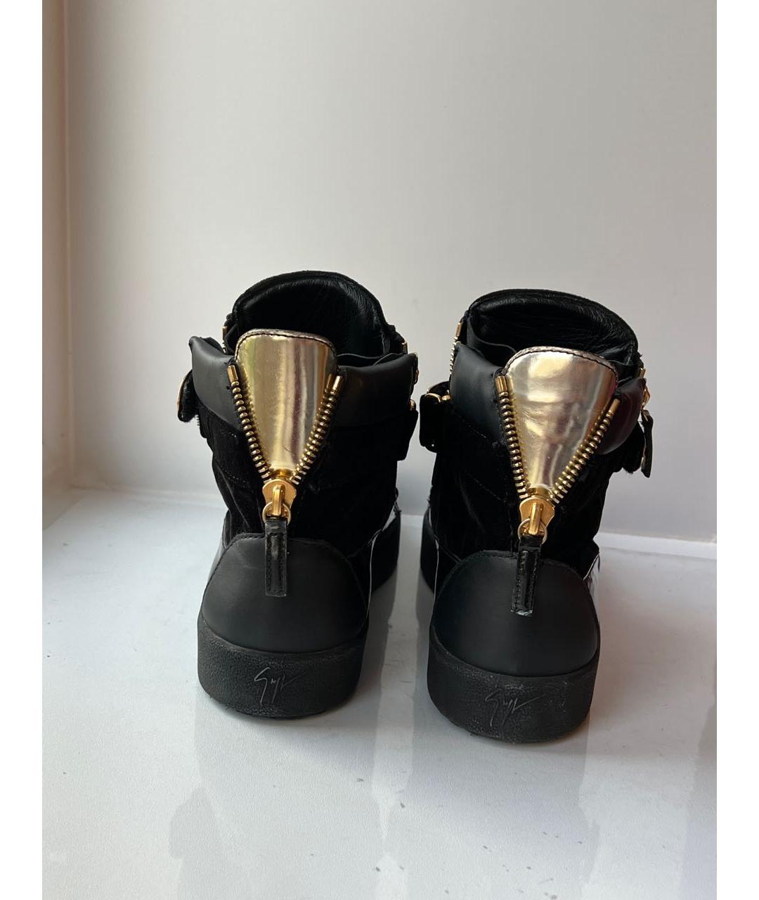 GIUSEPPE ZANOTTI DESIGN Черные высокие кроссовки / кеды из лакированной кожи, фото 4