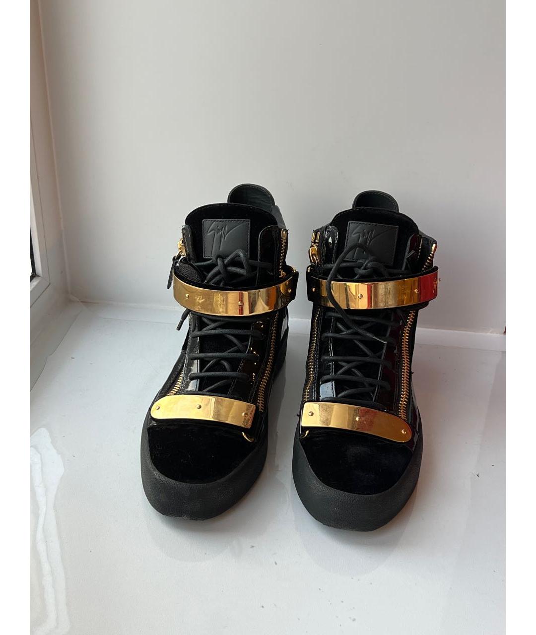 GIUSEPPE ZANOTTI DESIGN Черные высокие кроссовки / кеды из лакированной кожи, фото 2