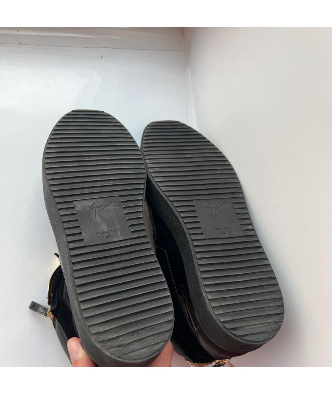 GIUSEPPE ZANOTTI DESIGN Черные высокие кроссовки / кеды из лакированной кожи, фото 7