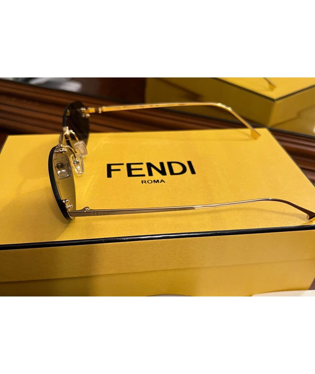 FENDI Темно-синие металлические солнцезащитные очки, фото 3