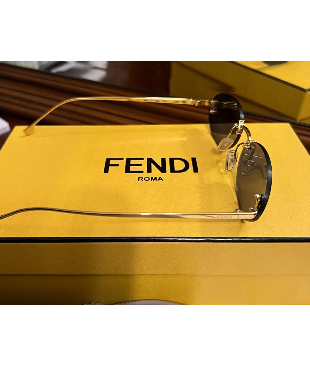 FENDI Темно-синие металлические солнцезащитные очки, фото 2