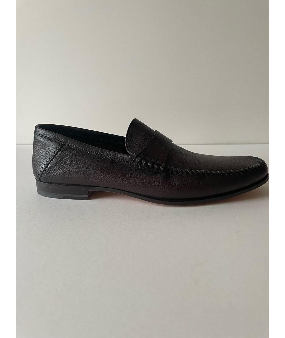SANTONI Коричневые кожаные лоферы, фото 9