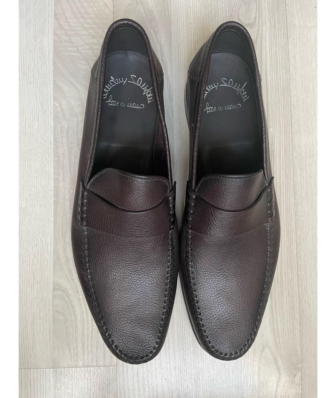SANTONI Коричневые кожаные лоферы, фото 3