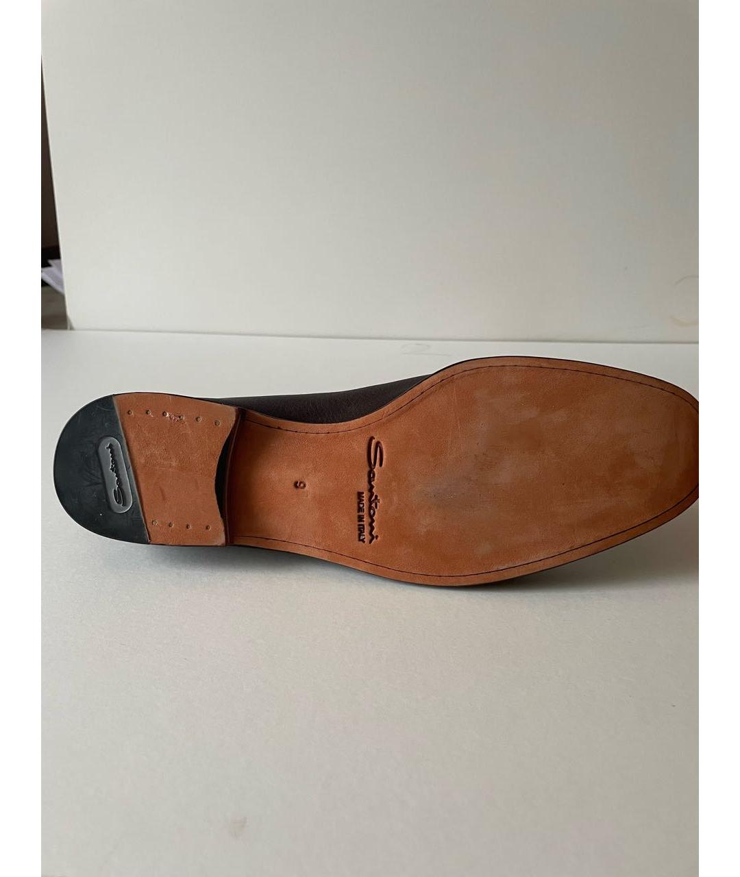 SANTONI Коричневые кожаные лоферы, фото 5