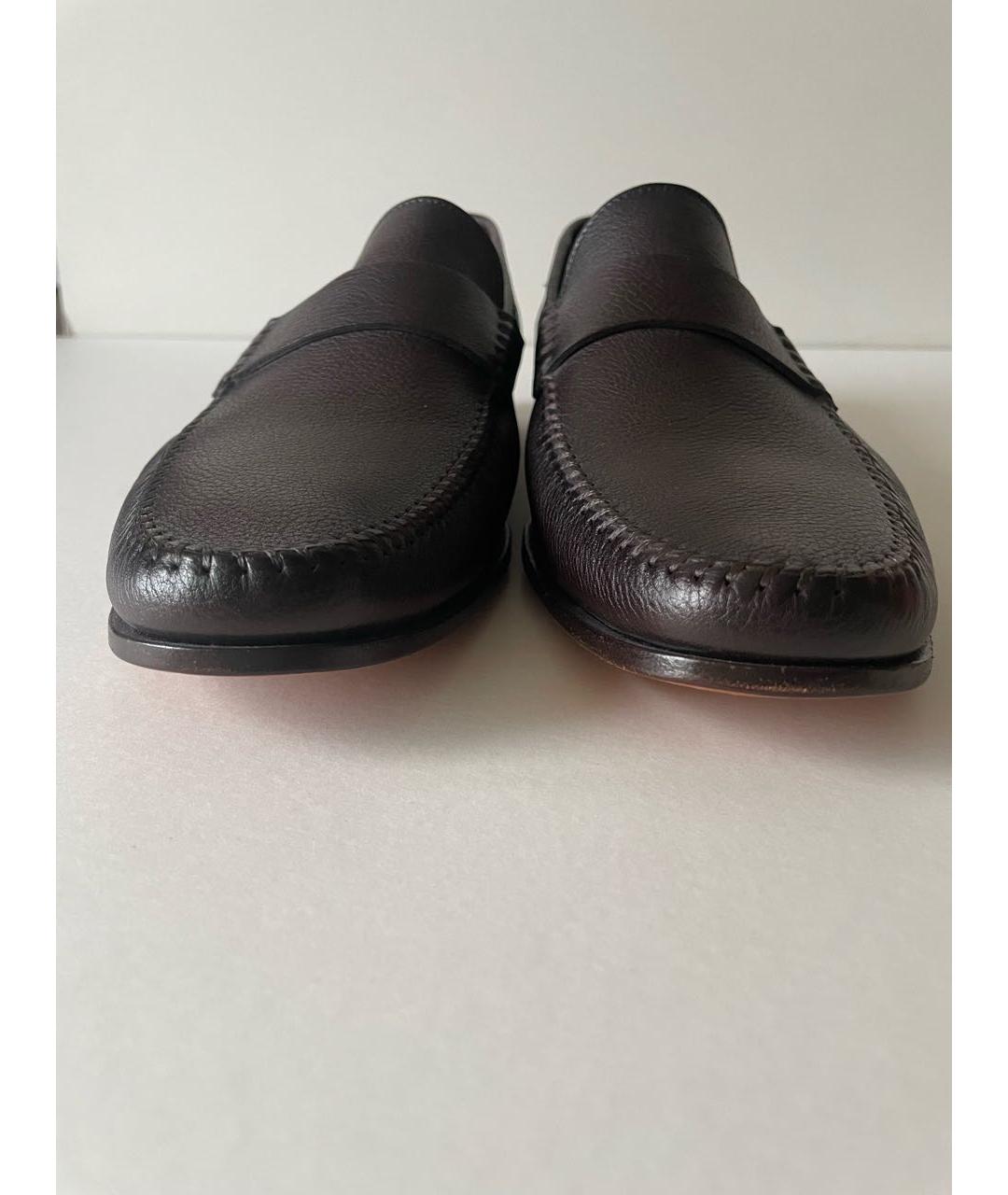 SANTONI Коричневые кожаные лоферы, фото 2