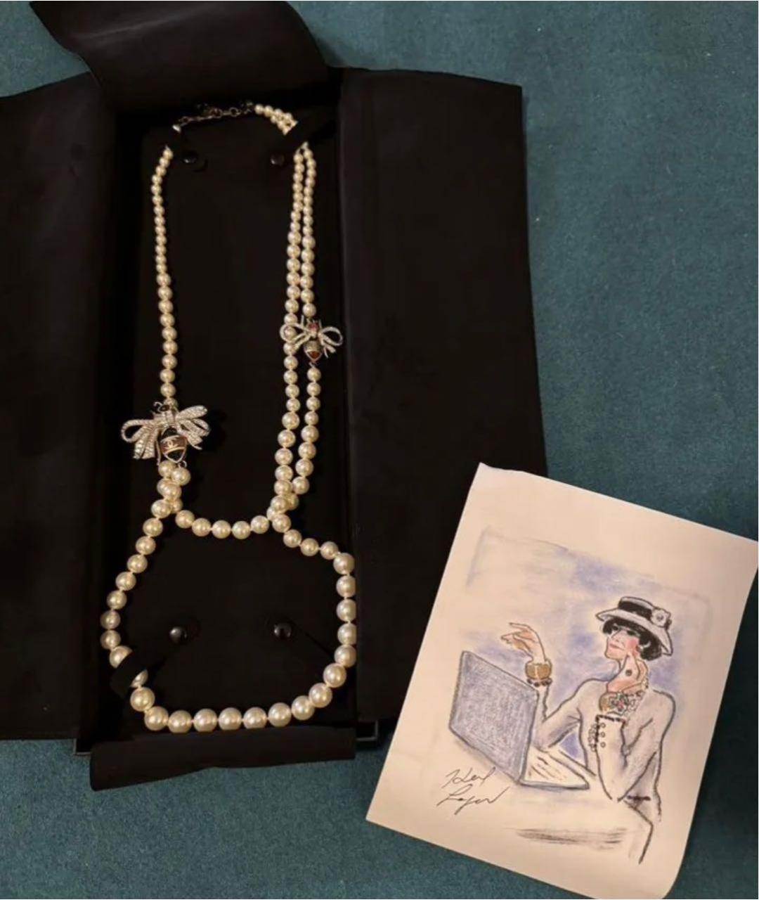 CHANEL Белое жемчужное колье, фото 5