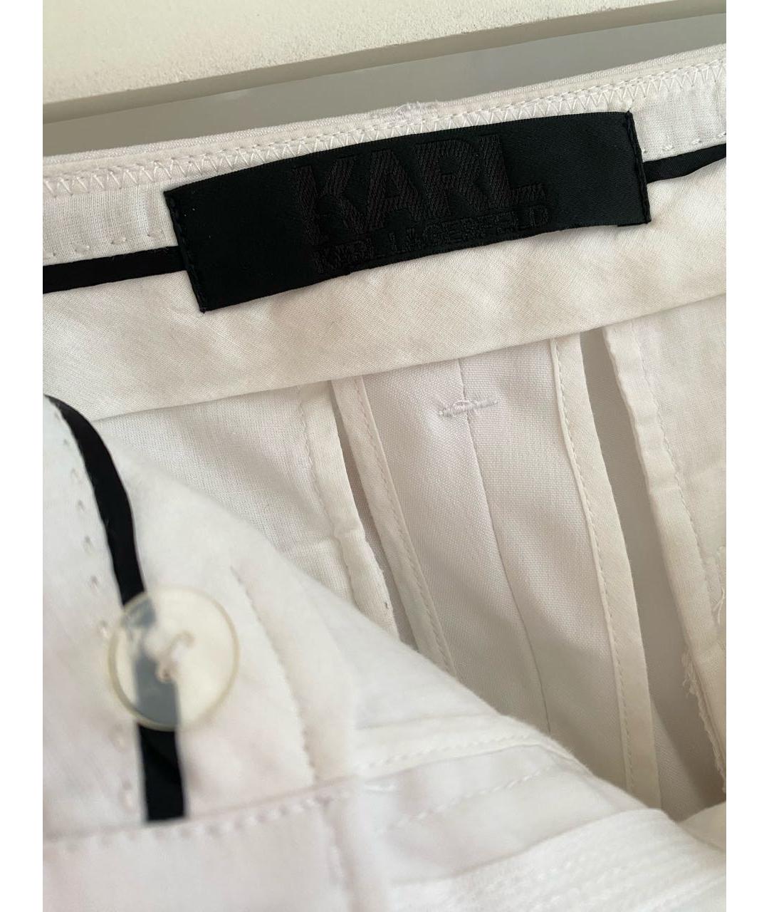 KARL LAGERFELD Белые хлопковые прямые брюки, фото 2