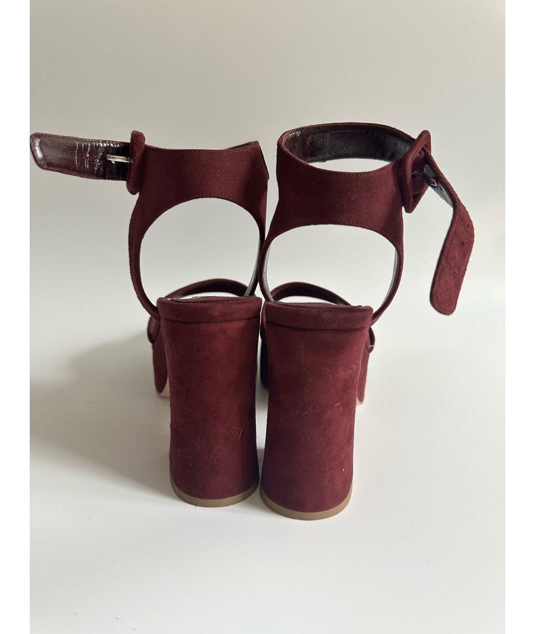MIU MIU Бордовые замшевые босоножки, фото 4