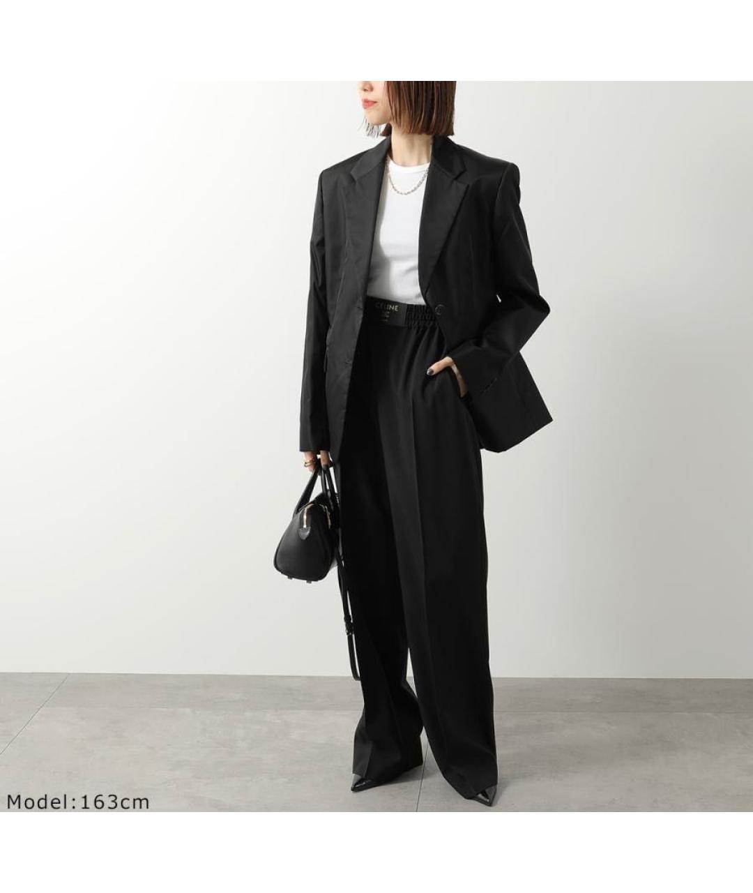 CELINE Черные шерстяные прямые брюки, фото 4