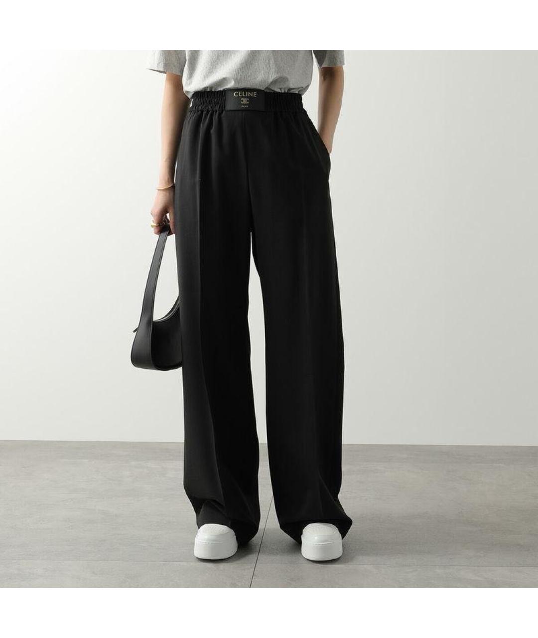CELINE Черные шерстяные прямые брюки, фото 2