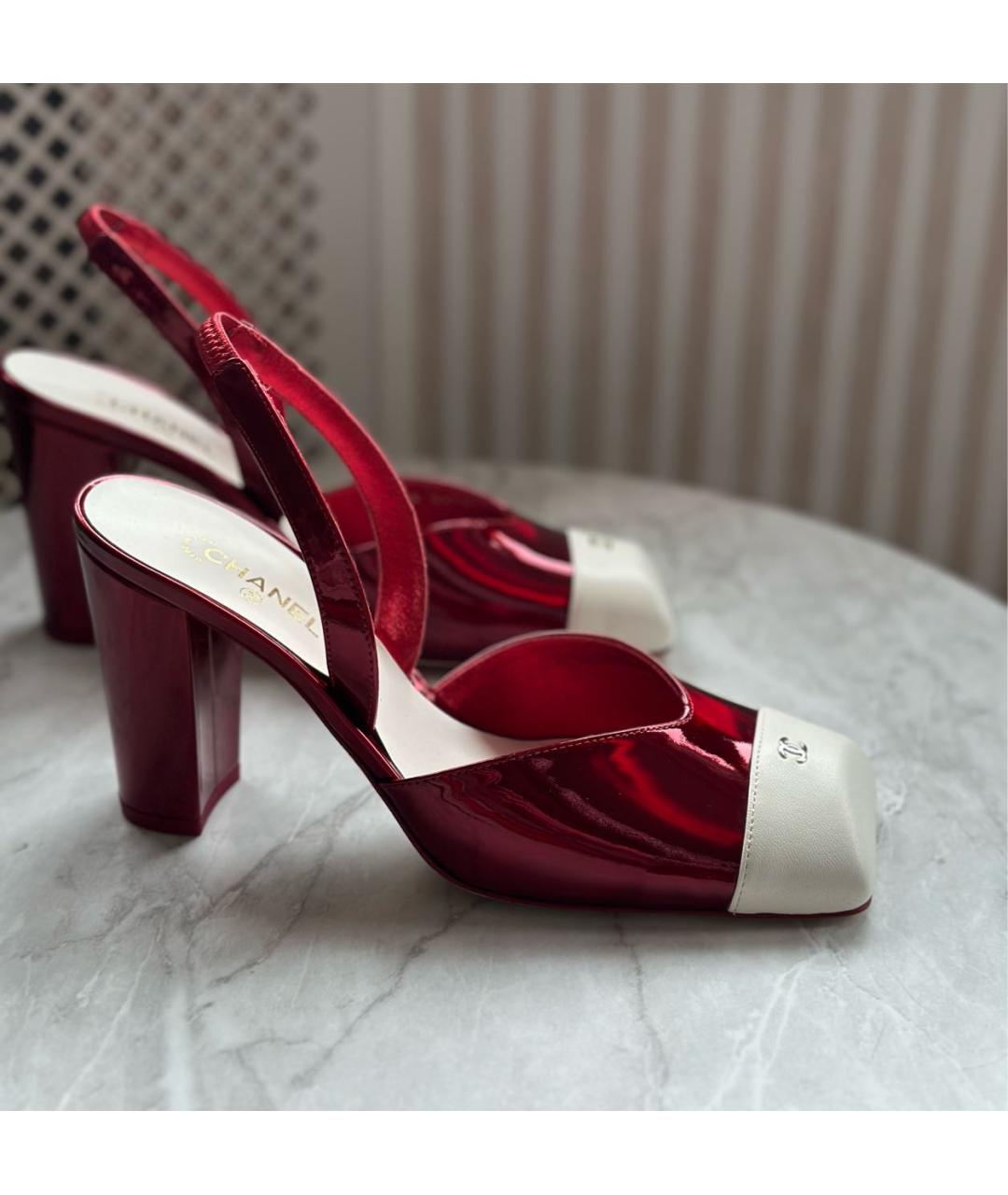 CHANEL Красные туфли из лакированной кожи, фото 4