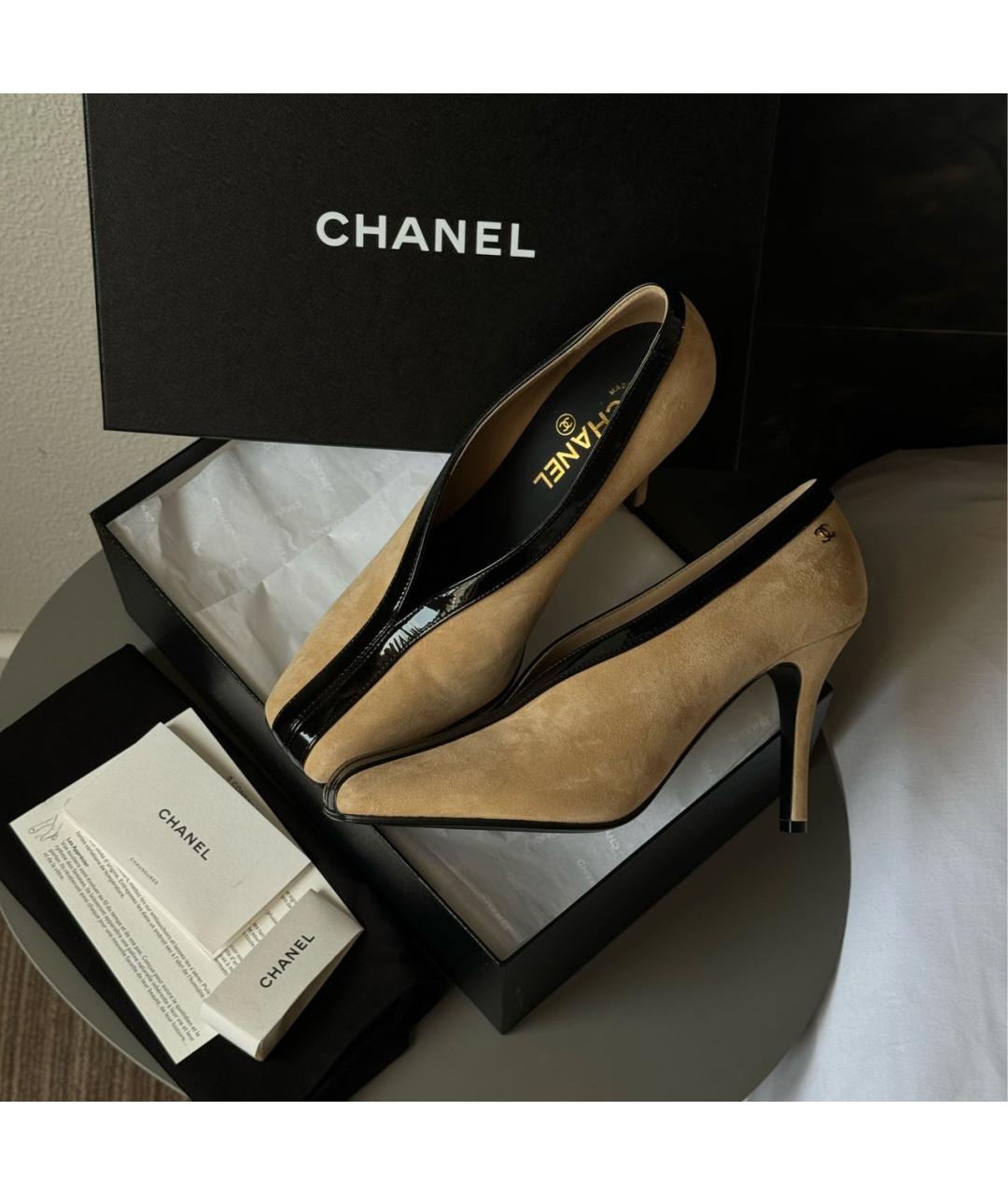 CHANEL Бежевые замшевые туфли, фото 3
