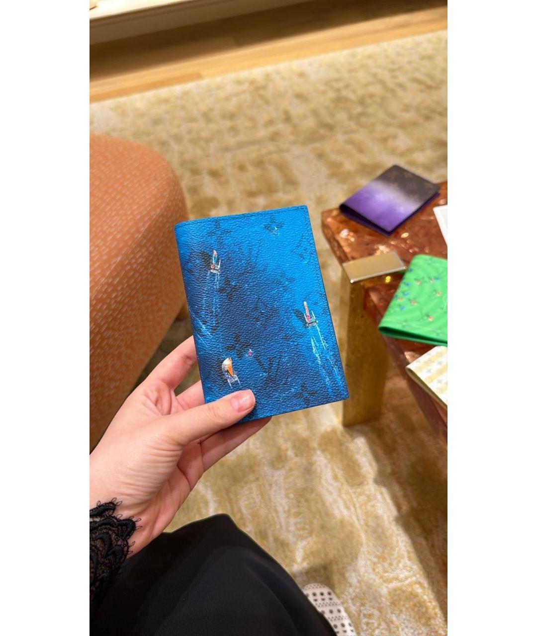 LOUIS VUITTON Темно-синий кожаный кошелек, фото 4