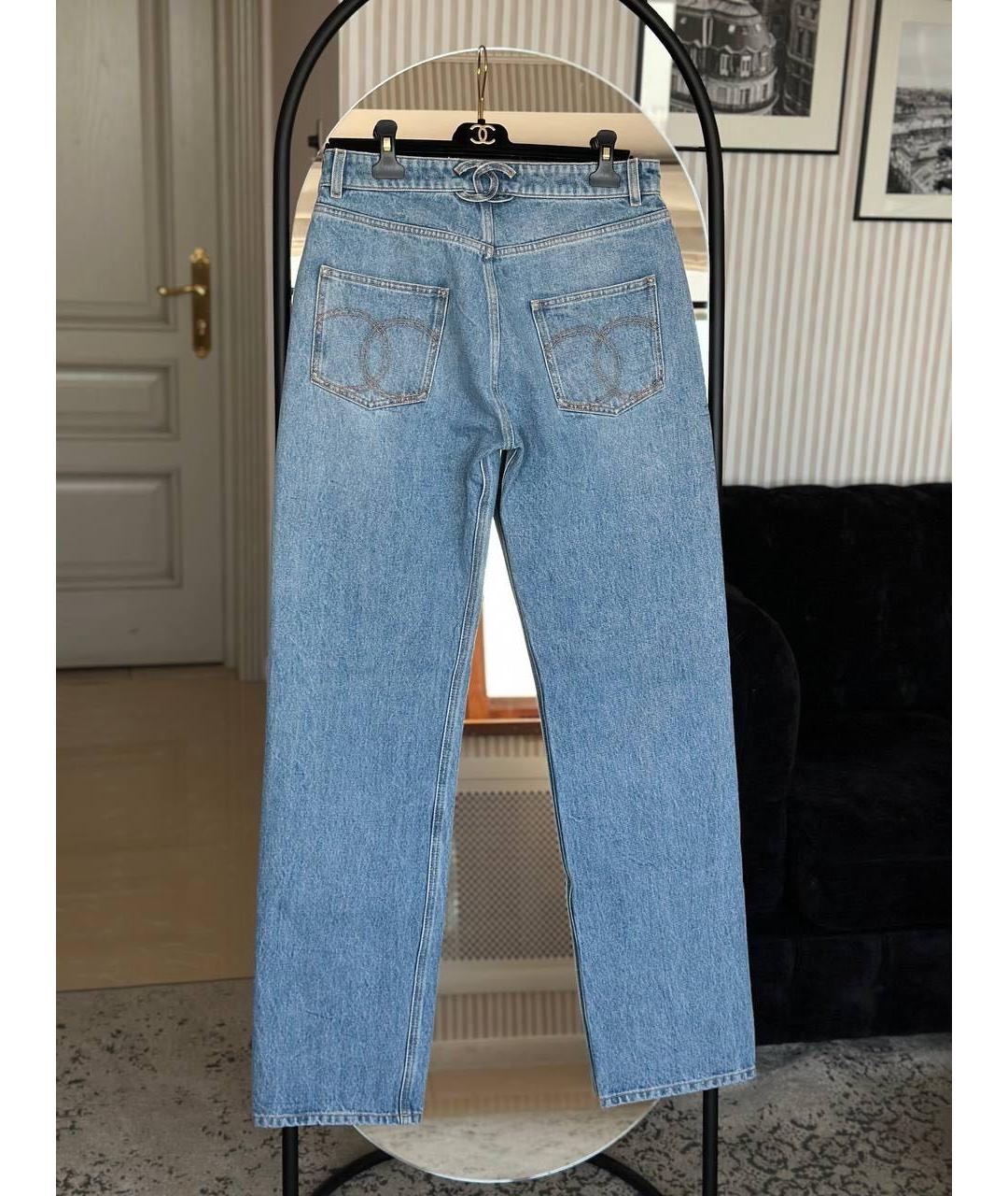 CHANEL Голубые хлопковые прямые джинсы, фото 3