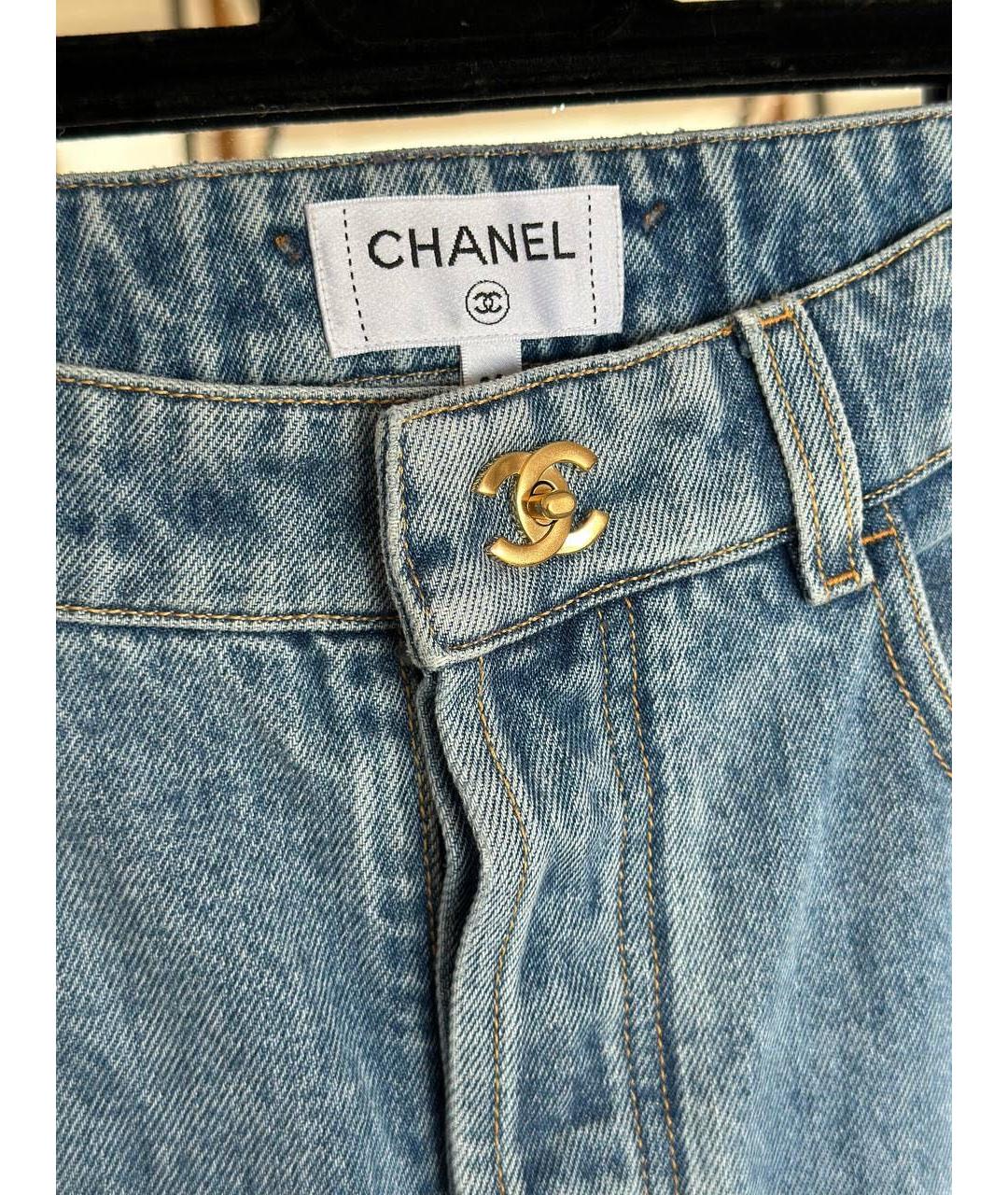 CHANEL Голубые хлопковые прямые джинсы, фото 4