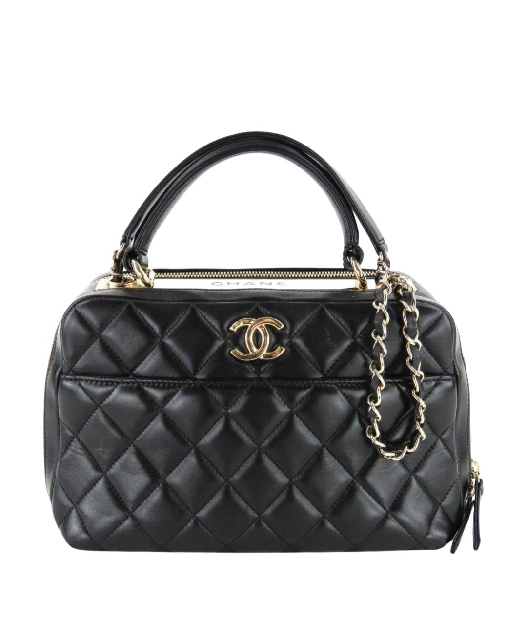 CHANEL Черная кожаная сумка с короткими ручками, фото 1