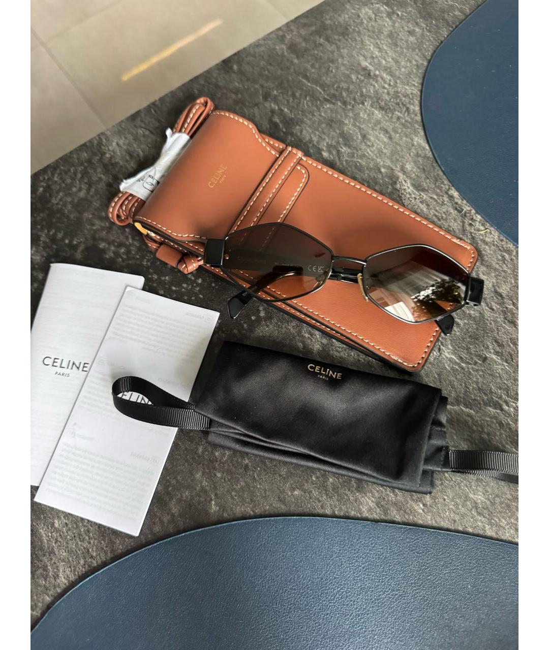 CELINE Черные металлические солнцезащитные очки, фото 2