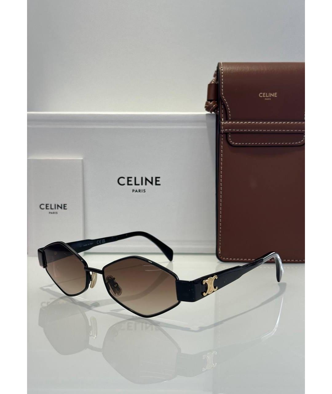 CELINE Черные металлические солнцезащитные очки, фото 2